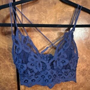 Free People Floral Lace Bralette in Deep Blue